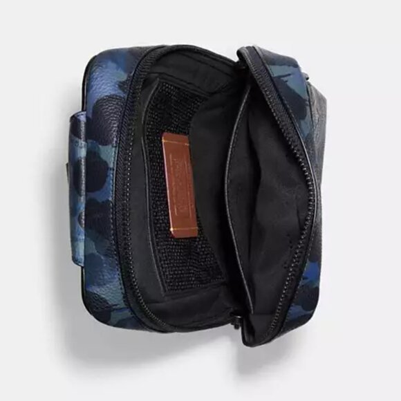 Coach Gotham Pack Sling Camo Mens Blue Leather Small Backpack Crossbody C5334 - Picture 11 of 13